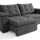 Sofá Retrátil E Reclinável 4 Lugares 2,50m Veludo Cinza   Cin