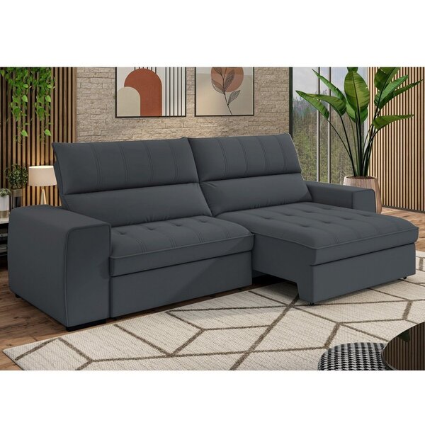 Sofá Retrátil E Reclinável 4 Lugares 255cm Barcelona Grafite