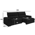 Sofá Retrátil E Reclinável 4 Lugares 255cm Barcelona Preto