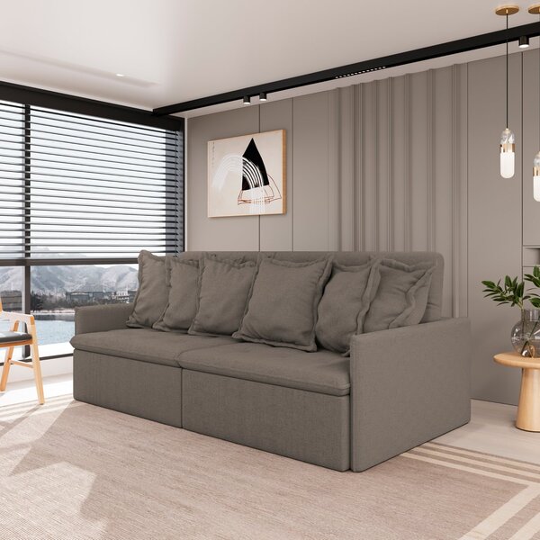 Sofá Retrátil E Reclinável 4 Lugares 260cm Dália Cabecasa Mad