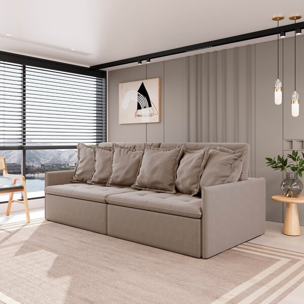 Sofá Retrátil E Reclinável 4 Lugares 280cm Dália Cabecasa Mad