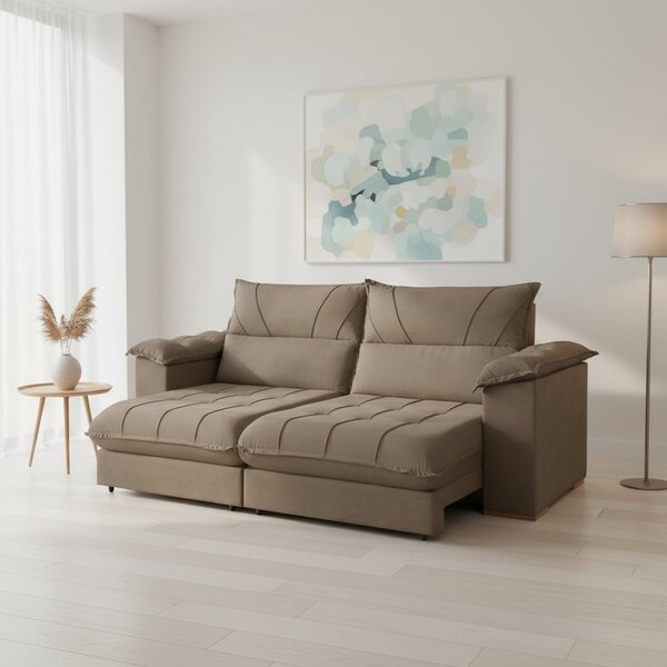 Sofá Retrátil E Reclinável 4 Lugares 290cm Italia Bege