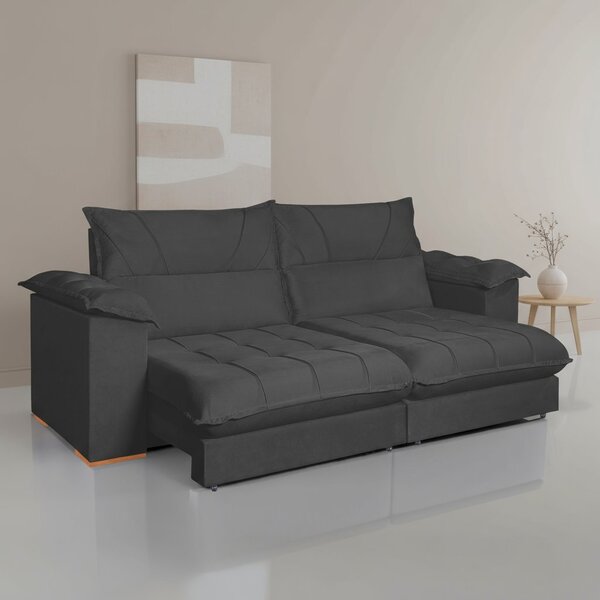 Sofá Retrátil E Reclinável 4 Lugares 290cm Italia Cinza