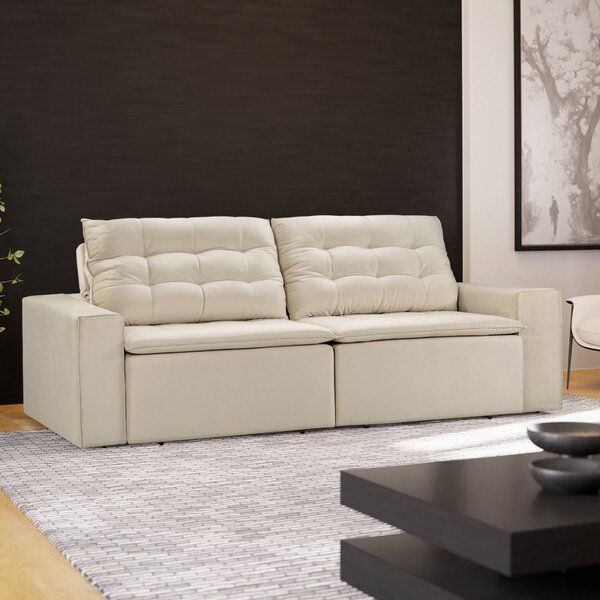 Sofá Retrátil E Reclinável 4 Lugares 290cm Molas Espirais Vel