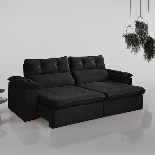 Sofá Retrátil E Reclinável 4 Lugares 290cm Vancouver Preto