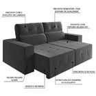 Sofá Retrátil E Reclinável 4 Lugares 2m Niterói Veludo Cinza