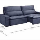 Sofá Retrátil E Reclinável 4 Lugares Califórnia  Veludo Azul