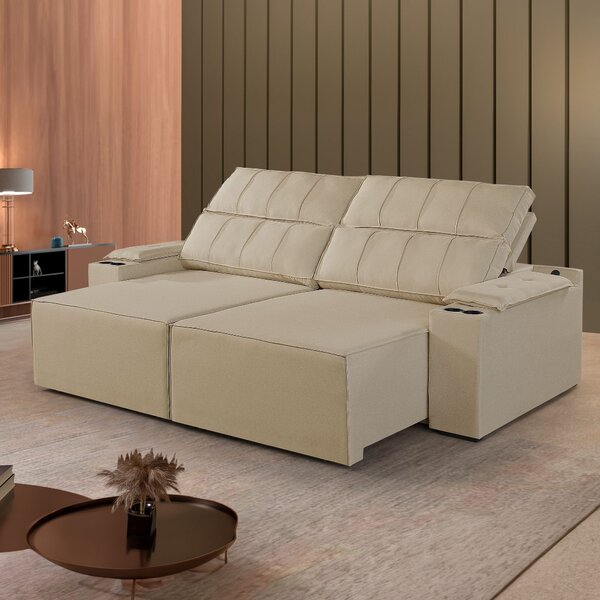 Sofá Retrátil E Reclinável 4 Lugares Com Entrada Usb E Porta