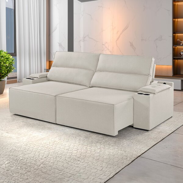 Sofá Retrátil E Reclinável 4 Lugares Com Entrada Usb E Porta