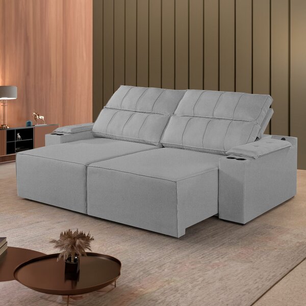 Sofá Retrátil E Reclinável 4 Lugares Com Entrada Usb E Porta