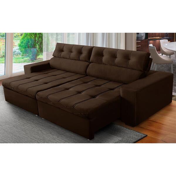 Sofá Retrátil E Reclinável 4 Lugares Com Molas 2,70m Dani Sue