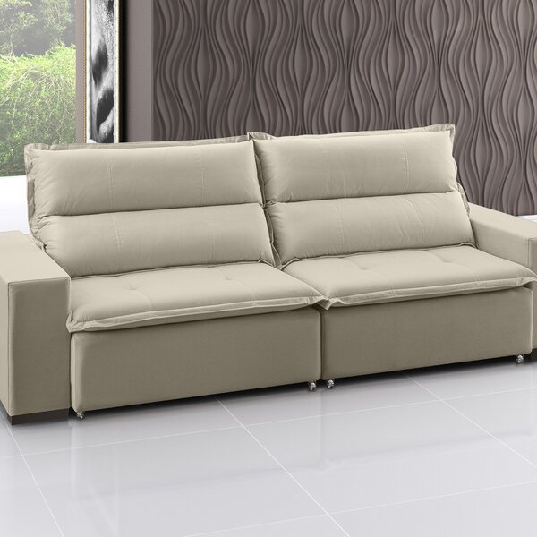 Sofá Retrátil E Reclinável 4 Lugares Em Linho Com Molas Supre