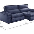 Sofá Retrátil E Reclinável 4 Lugares Esplendor  Veludo Azul M