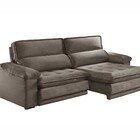 Sofá Retrátil E Reclinável 4 Lugares Esplendor  Veludo Cacau