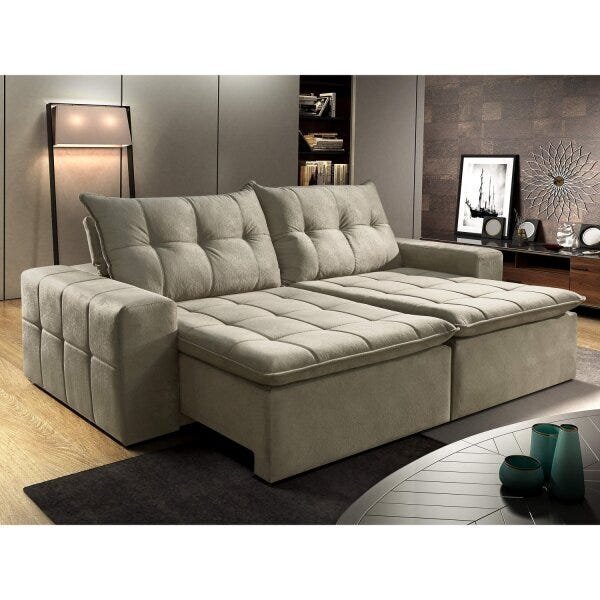 Sofá Retrátil E Reclinável 4 Lugares Espresso Móveis Bege