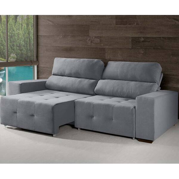 Sofá Retrátil E Reclinável 4 Lugares Grecia - Golden - Chumbo