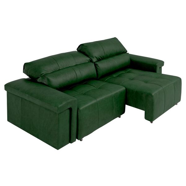 Sofá Retrátil E Reclinável 4 Lugares Maitê 256 Cm Couro Verde