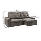 Sofá Retrátil E Reclinável 4 Lugares Rubi 2,50m - Suede Cinza