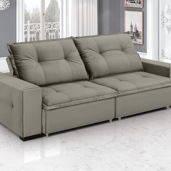 Sofá Retrátil E Reclinável 4 Lugares Veludo Com Molas Aquariu