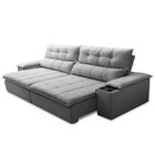 Sofá Retrátil E Reclinável 4 Lugares Veludo Com Porta Copos E