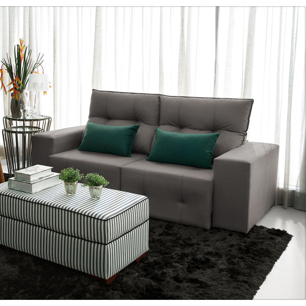 Sofá Retrátil E Reclinável 4 Lugares Veneza 2,00m - Suede Cin