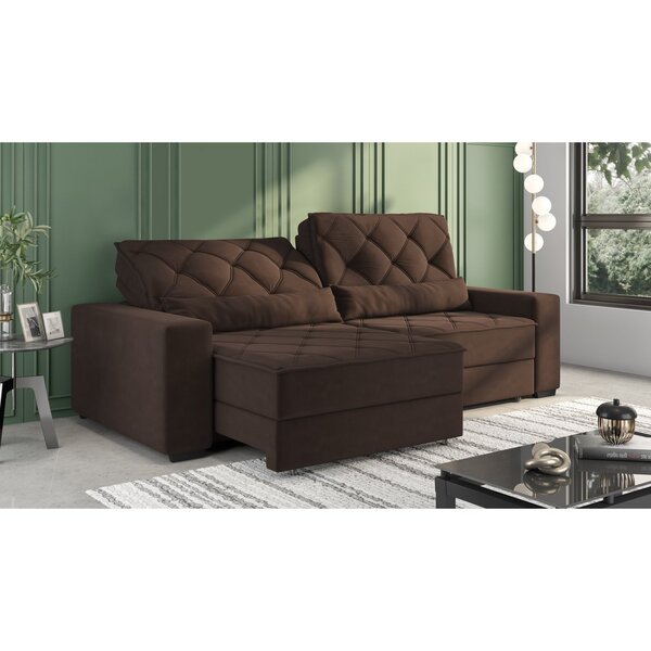 Sofá Retrátil E Reclinável 5 Lugares 252cm Vancouver Marrom