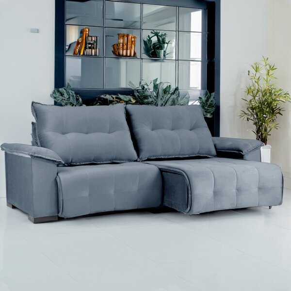 Sofá Retrátil E Reclinável 5 Lugares 270 Cm Maserati Grafite