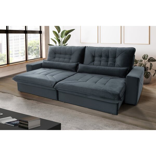 Sofá Retrátil E Reclinável 5 Lugares 270cm Magestic  Cinza