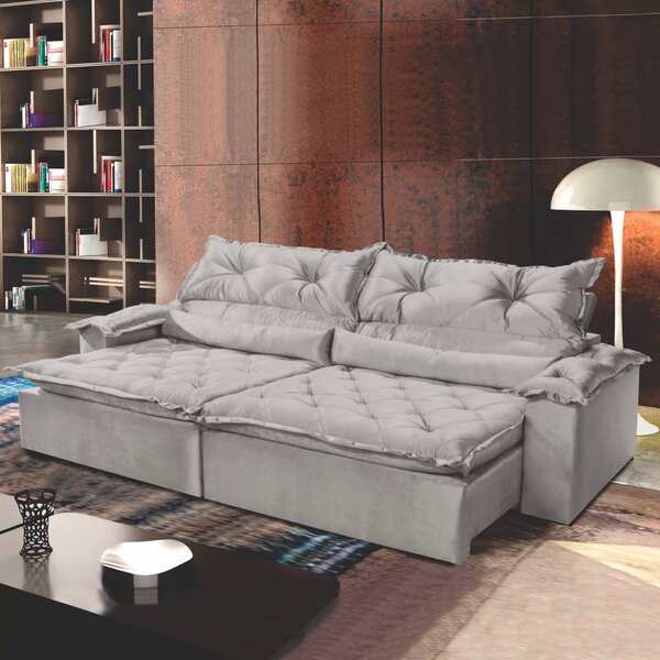 Sofá Retrátil E Reclinável 5 Lugares 290cm Agatha  Veludo Cin