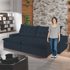 Sofá Retrátil E Reclinável 5 Lugares 290cm Bérgamo  Veludo Az