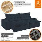 Sofá Retrátil E Reclinável 5 Lugares 290cm Bérgamo  Veludo Az