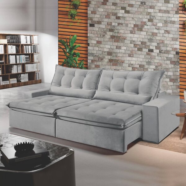 Sofá Retrátil E Reclinável 5 Lugares 290cm Bérgamo  Veludo Ci