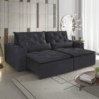 Sofá Retrátil E Reclinável 5 Lugares 290cm Macaé  Preto