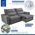 Sofa Retrátil E Reclinável 5 Lugares 290cm Porto Veludo  Cinza