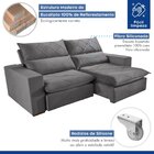 Sofa Retrátil E Reclinável 5 Lugares 290cm Porto Veludo  Cinza