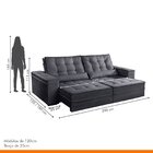 Sofá Retrátil E Reclinável 5 Lugares 290cm Tato  Veludo Grafi