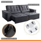 Sofá Retrátil E Reclinável 5 Lugares 290cm Tato  Veludo Grafi