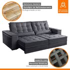 Sofá Retrátil E Reclinável 5 Lugares 290cm Tato  Veludo Grafi