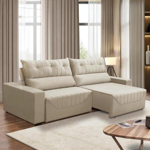 Sofá Retrátil E Reclinável 5 Lugares 3,00m Antonella Veludo B