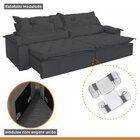 Sofá Retrátil E Reclinável 5 Lugares Agatha  Veludo Grafite