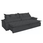 Sofá Retrátil E Reclinável 5 Lugares Agatha  Veludo Grafite