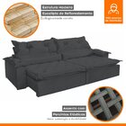 Sofá Retrátil E Reclinável 5 Lugares Agatha  Veludo Grafite