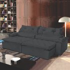 Sofá Retrátil E Reclinável 5 Lugares Agatha  Veludo Grafite