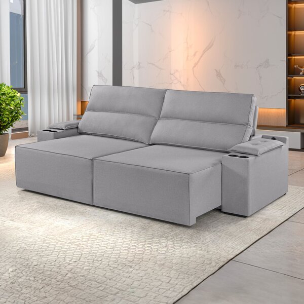 Sofá Retrátil E Reclinável 5 Lugares Com Entrada Usb E Porta