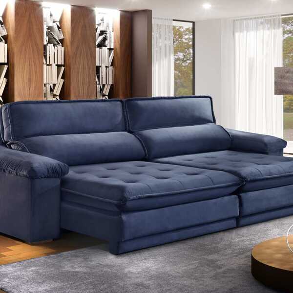Sofá Retrátil E Reclinável 5 Lugares Esplendor  Veludo Azul M