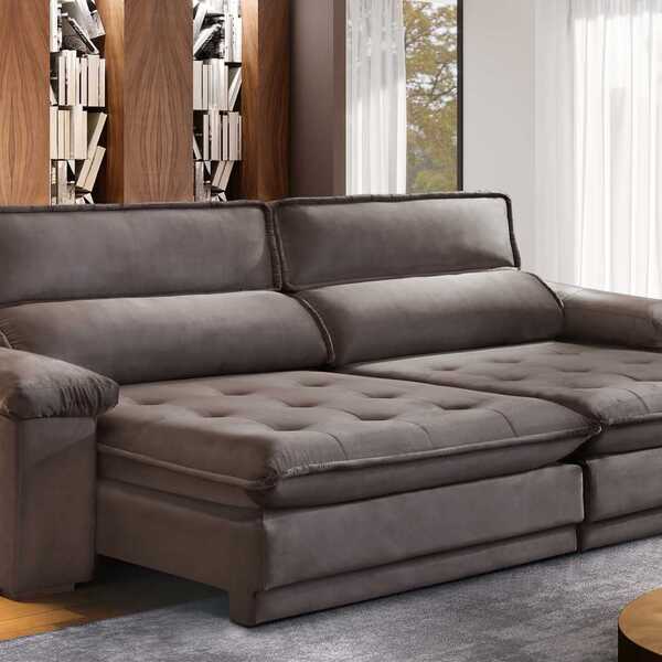 Sofá Retrátil E Reclinável 5 Lugares Esplendor  Veludo Tabaco