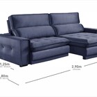 Sofá Retrátil E Reclinável 5 Lugares Fascínio  Veludo Azul Ma