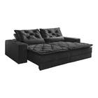 Sofá Retrátil E Reclinável 5 Lugares Preto Em Suede 2,90m Lan