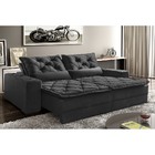 Sofá Retrátil E Reclinável 5 Lugares Preto Em Suede 2,90m Lan