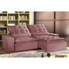 Sofá Retrátil E Reclinável 5 Lugares Rosé Em Veludo Rajado 2,